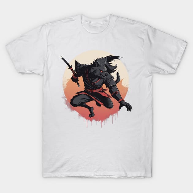 Wolf Fighter T-shirt T-Shirt by BasilAlmajed